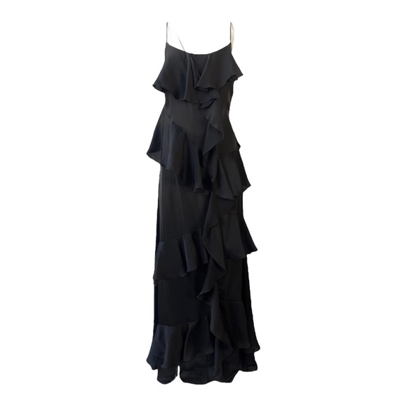 Fame and Partners Black Ruffle Gown - Picture 1 of 6